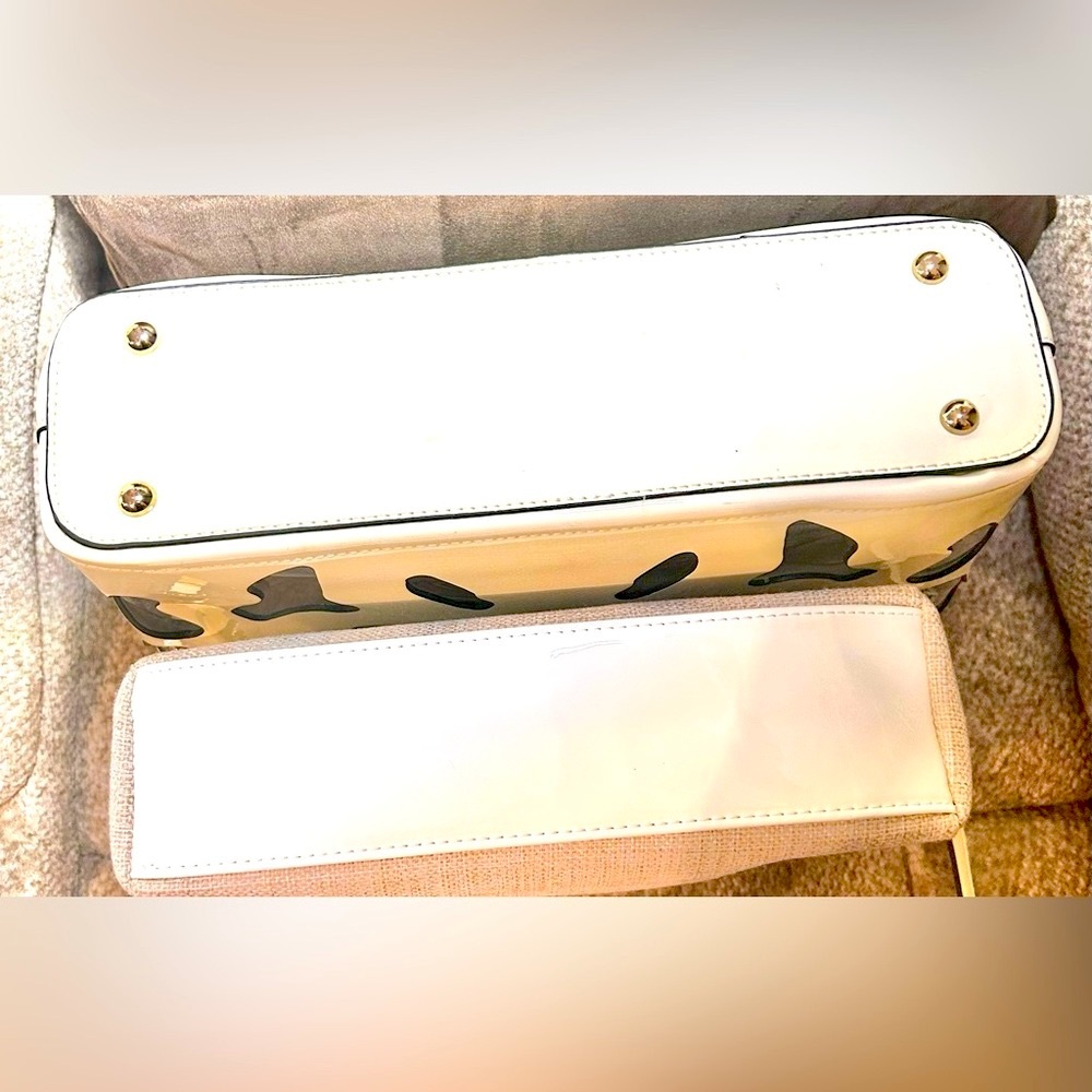 Stylish Trendy Elegant Cream Cut Out Purse Handbag Tote - Picture 13 of 15